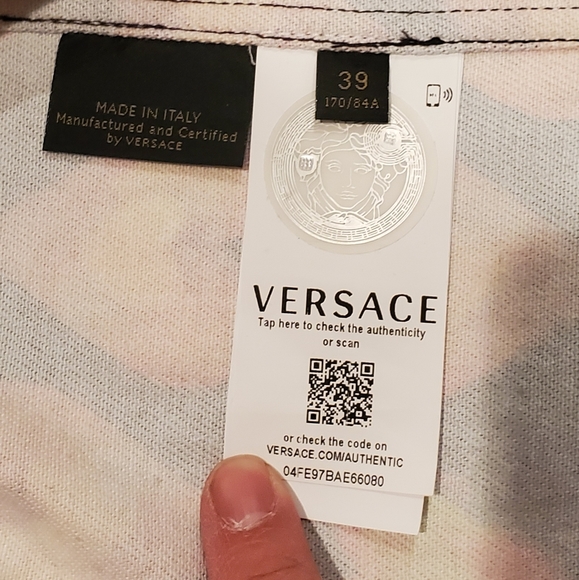 VERSACE Heart Print Denim Shirt with Crystal - Picture 8 of 8